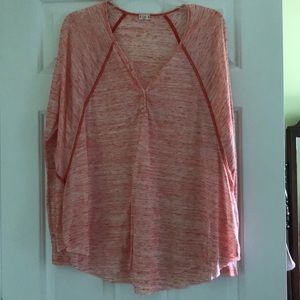 Anthropologie Marled Orange Henley